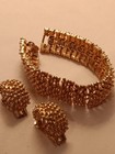 Vintage Sarah Cov Gold Mid Century Modern Balled Pattern Bracelet/Earrings Set — photo 1