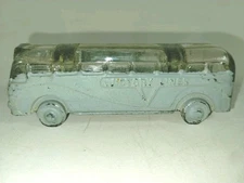Victory Lines Vintage Glass Candy Container Bus 1940's