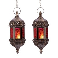 Marokkanische Laterne HäNgend Teelichthalter Orientalisch Glas Metall 2 StüCk