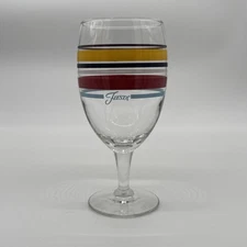 Signed Fiestaware Multi Colored Stripes Iced Tea Glass 16oz,  7"