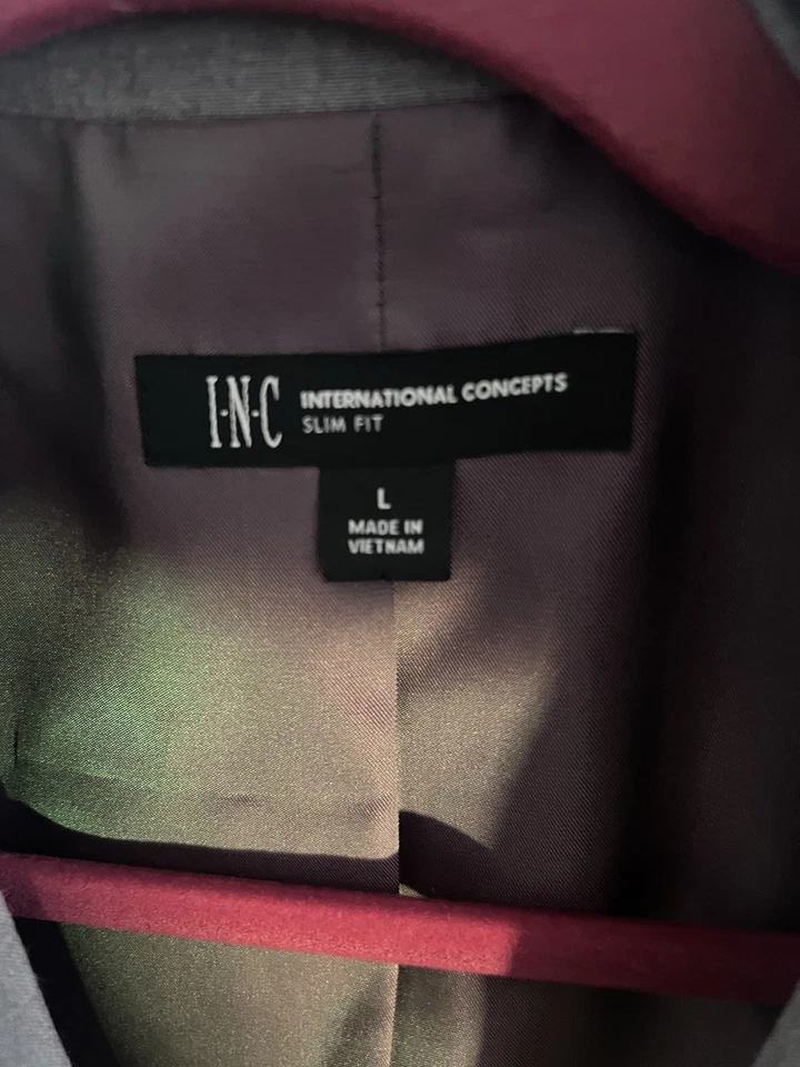 INC International Concepts Para hombres Gris Ajustado Blazer Abrigo Traje Chaqueta Talla L Foto 2 de 3