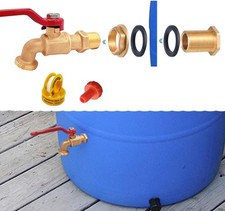 Rain Barrel Spigot Kit, Brass Water Barrel Faucet for Rain Water Barrel, Wate...