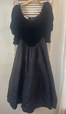 B14 Vintage Gunne Sax Jessica McClintock Black Velvet Taffeta Party Dress Sz 7