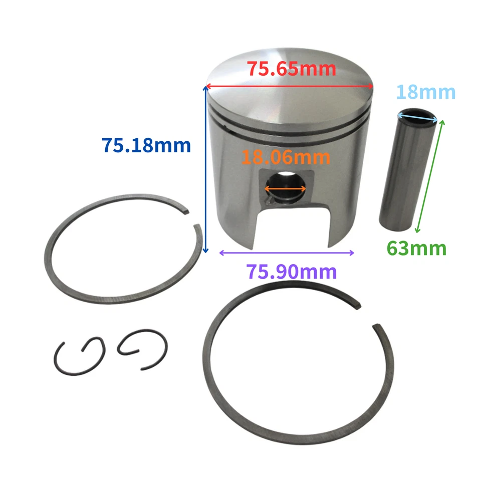 Kit de pistão 09-742 STD com anel para Snowmobile Ski Doo 1971-77 Olympic 300, S, M - Imagem 2 de 4