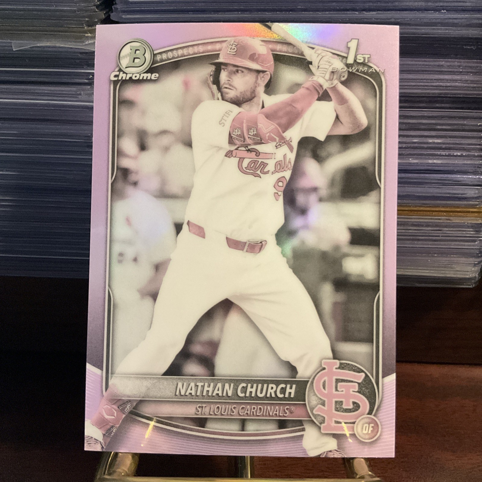 2025 Bowman Chrome Nathan Church Pearl Refractor 1st Prospect Cardinals  SSP