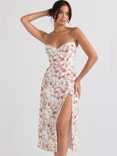 *New* House of CB 'Charlotte' Rose Print Corset Midi Sundress, Size L+ (US XL)