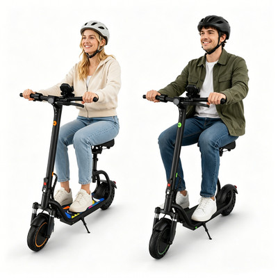 Electric Scooter for Adults with Seat & Basket, Max 19 MPH, Range 17/25Miles