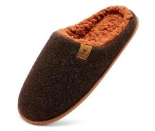 Mens House Memory Foam Slippers with Comfortable Warm Plush Lining 12 Brown
