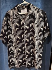 Vintage Made in Japan Rayon Aloha Shirt Palm Leaf Print Mens Large Camp