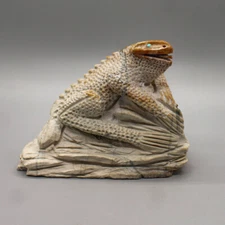 ZUNI FETISH-PICASSO MARBLE LARGE LIZARD ON ROCK FETISH by COLIN WEEKA