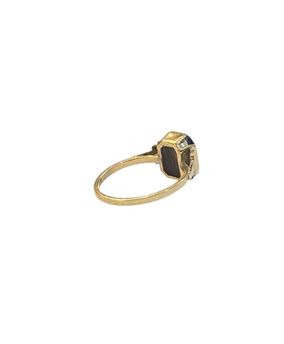 9ct Vintage Initialen Ring A mit Onyx Ring Gr. Q 1/2 - Bild 7 von 9