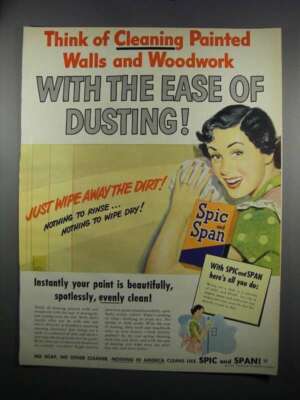 1949 Proctor & Gamble Spic and Span Ad - Cleaning Walls