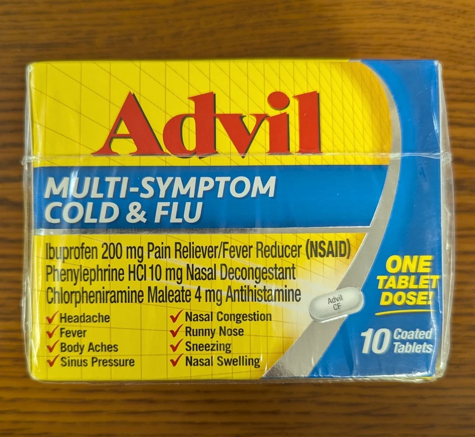 ЛОТ ИЗ 12 ТАБЛЕТОК ADVIL 10CT MULTI-SYMPTON ОТ ПРОСТУДЫ И ГРИППА 200 МГ КАЖДАЯ СРОК ГОДНОСТИ 08-2026 - Изображение 4 из 4