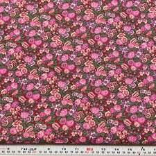 Vintage Peter Pan Fabrics Florals on Red Cotton Fabric by the HALF YARD 18 x 45