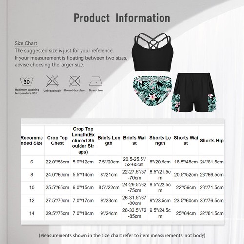 Kids Girls Swimsuit Bathing Vest And Bottoms Set Athletic Crop Top With Shorts - Picture 21 of 33