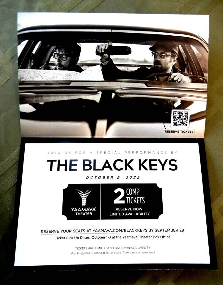 THE BLACK KEYS CONCERT TICKET Advertisement 10/9/22 YAAMAVA RESORT CASINO Rare - Image 4 of 4