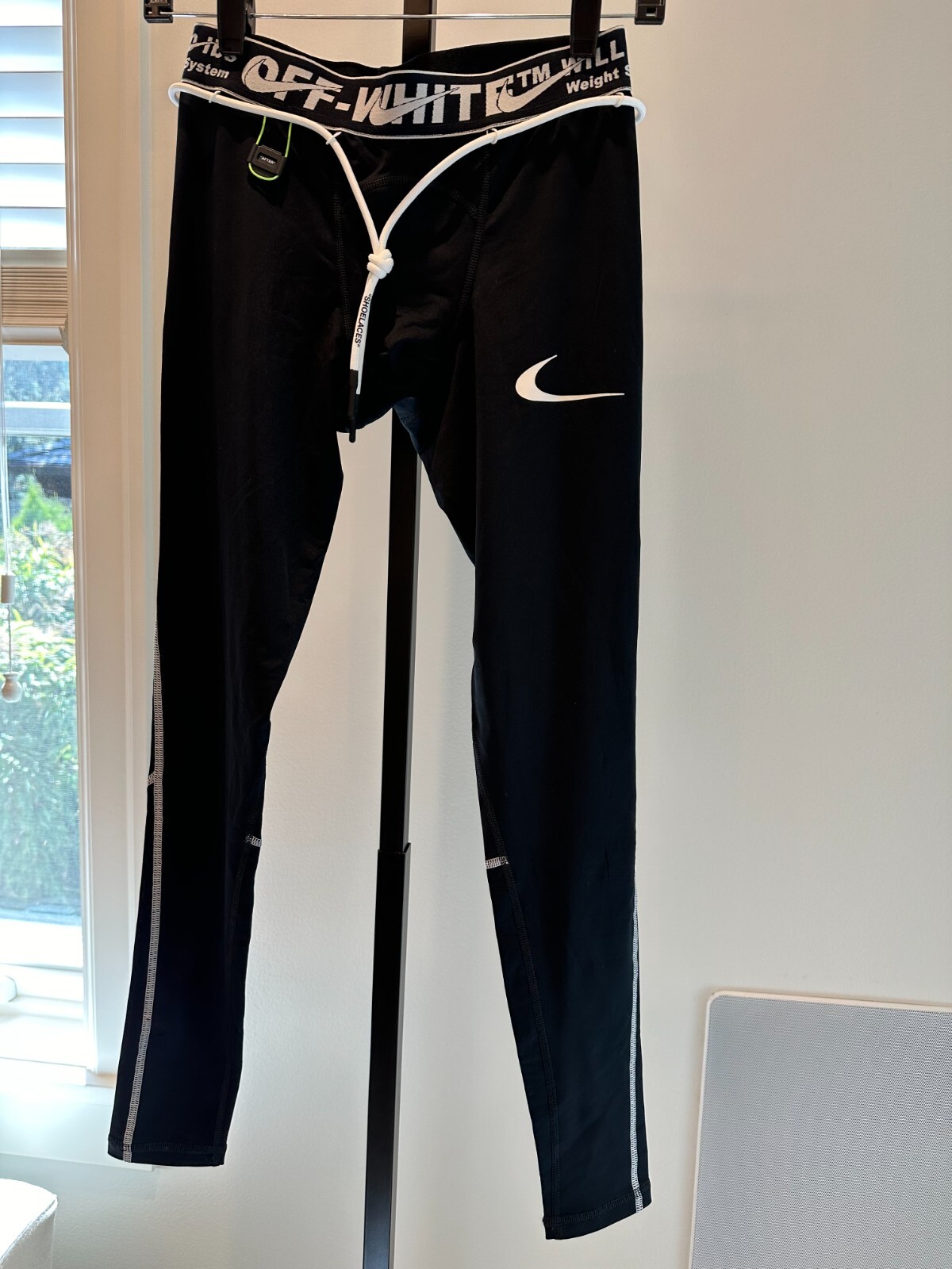 OFF WHITE X NIKE BIANCO SPORCO x NIKE collant da allenamento fascia nastro nero bianco piccola Virgil Abloh nuove con etichette