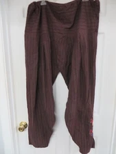 Market Place Handmade by Puspanjali  Cotton Harem  Pants Brown/black Print M/L