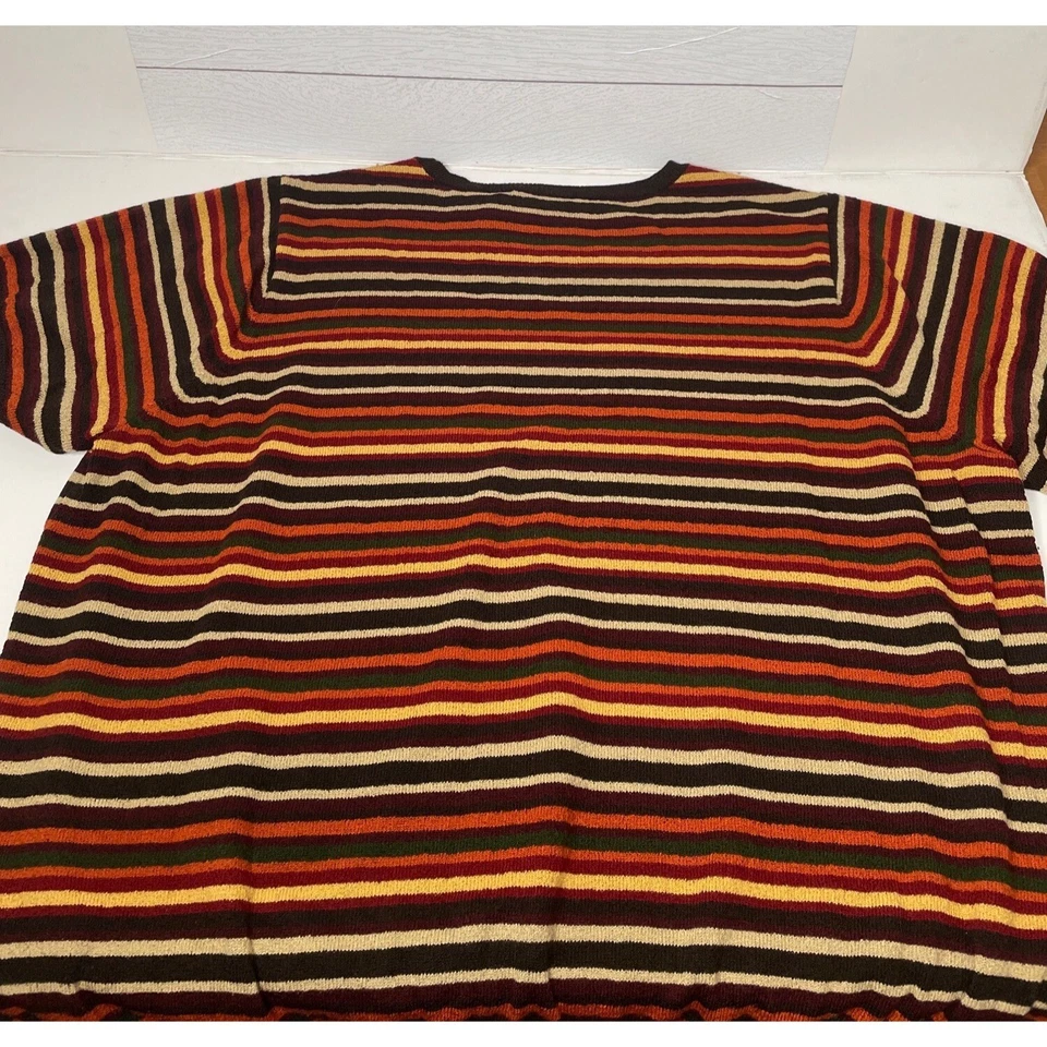 Villager Liz Claiborne 短袖毛衣条纹带状大码女式 2 XL — 第 3/4 张图片