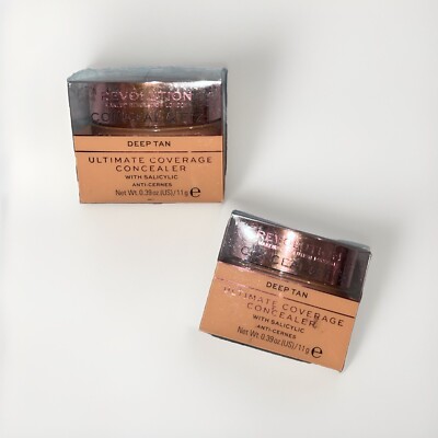 Pack of 2 Revolution Beauty Conceal & Fix Ultimate Coverage Concealer, Deep Tan