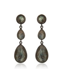 Black Rhodium 925 Silver Handmade Labradorite Gemstone Earrings Jewelry