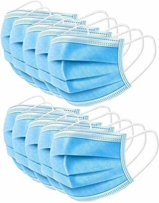 Einweg 3 lagig Gesichtsmasken 50er Pack blau atmungsaktiv Schutzmasken täglicher Gebrauch