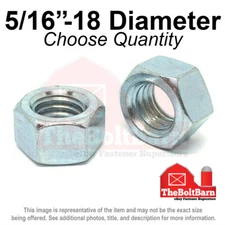 5/16"-18 Grade 5 Finished Hex Nuts Zinc Plated Coarse Thread (Pick Quantity)