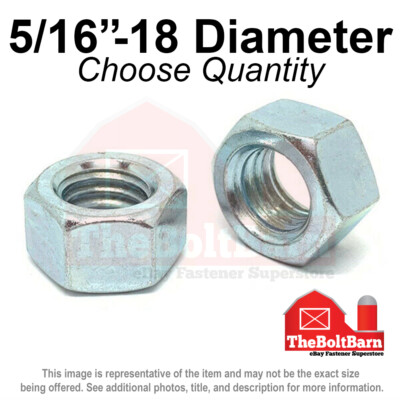5/16''-18 Grade 5 Finished Hex Nuts Zinc Plated Coarse Thread (Pick Quantity)