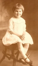 Vintage 1910's RPPC Postcard Studio Portrait Cute Blonde Child Church Dress