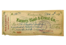 Antique 1919 Farmers Bank & Trust Co Check Sharples Separator Norris & Lockett