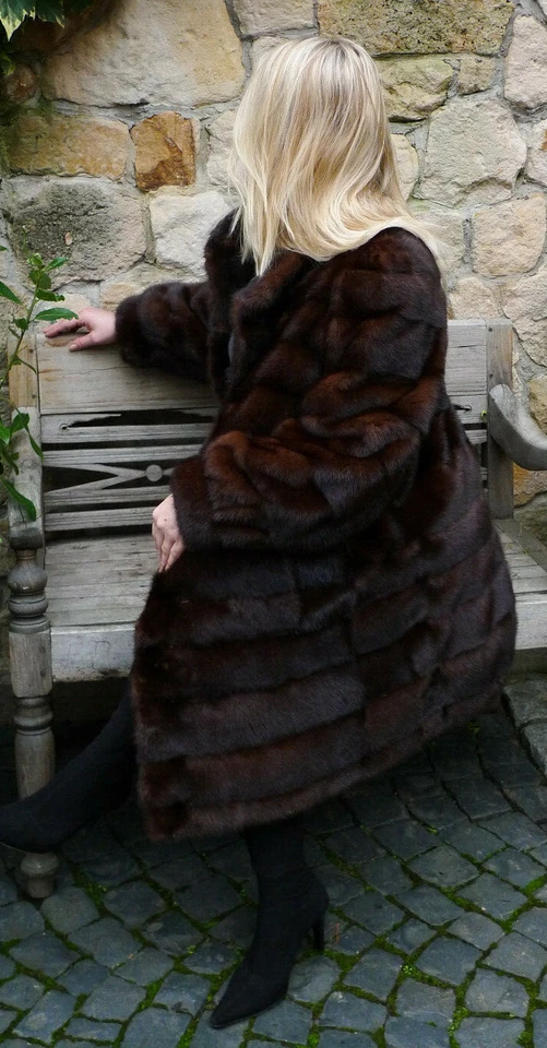 exklusive Nerzjacke Nerzmantel Pelzmantel Quer Nerz Fur Pelzjacke Gr 40-44 - Bild 3 von 4