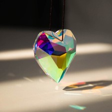 Heart Pendant Suncatcher Rainbow Crystal Window Hanging Prism Decoration Gift US