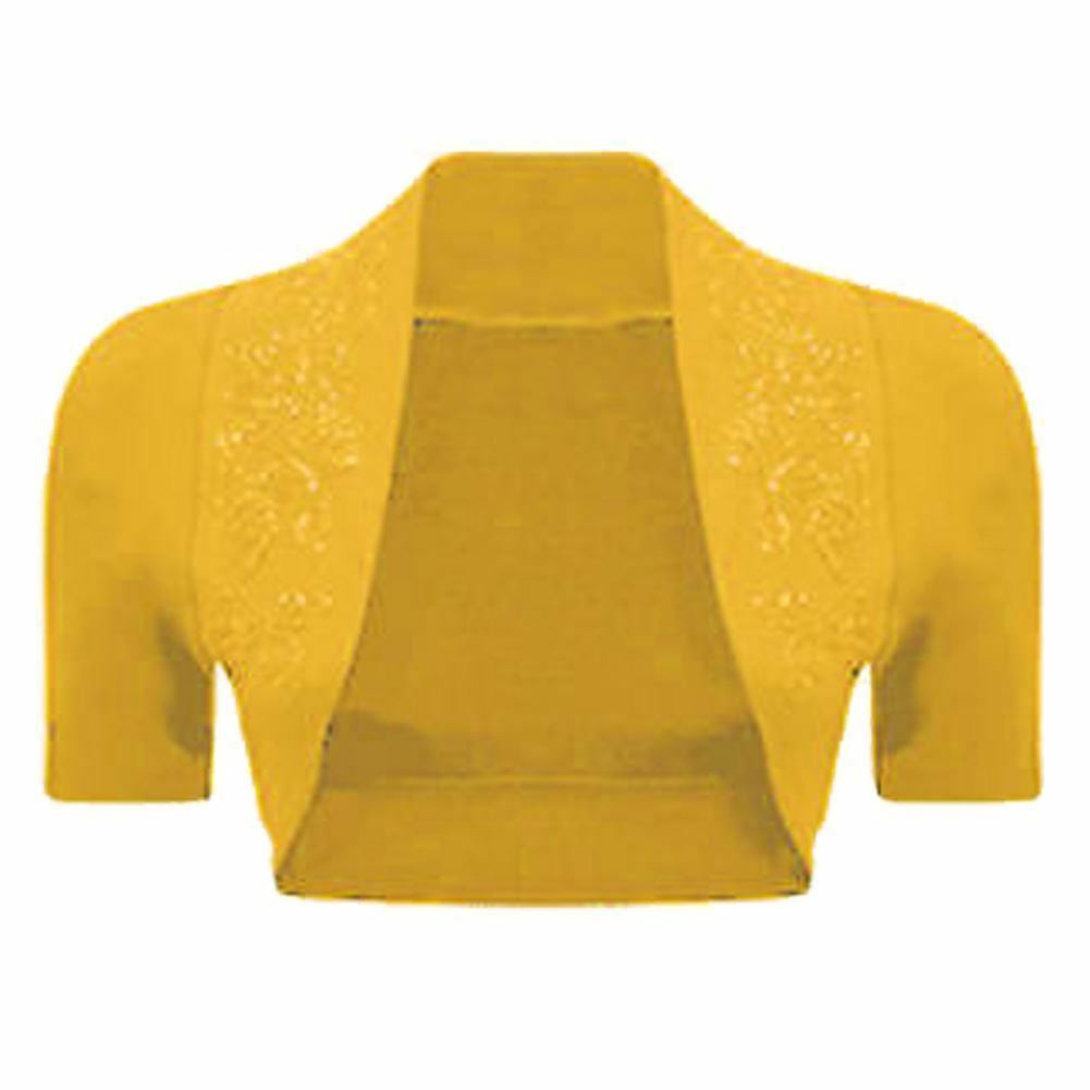New Women's Beaded Cropped Short Cap Sleeve Shrug Bolero Cardigan Top