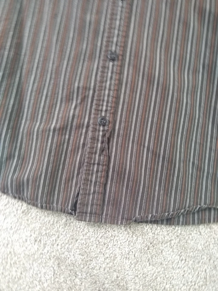 Camisa para hombre Kirra marrón a rayas manga larga abotonada grande Foto 4 de 4