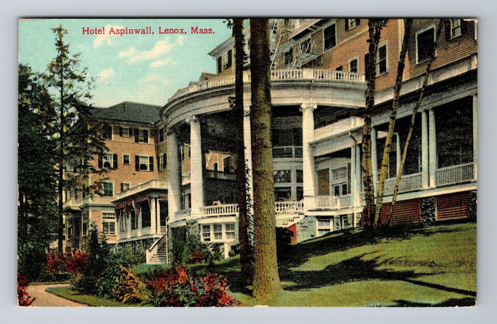 Lenox MA-Massachusetts, Hotel Aspinwall, Souvenir, Vintage Postcard