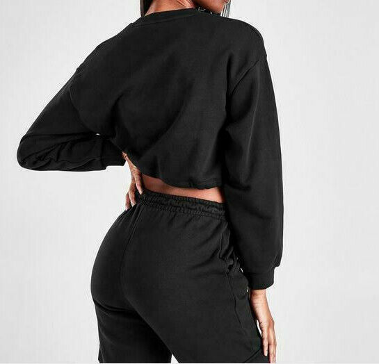 Adidas Women's Originals Outline Black Crop Crew Sweatshirt (GU2798) Size S
