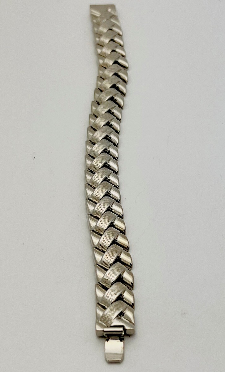 vintage silver 925 ネックレス　1980s〜 Vintage 1980-90s Silver Tone Zigzag Link Bracelet 7” | eBay
