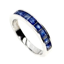 925 Sterling Silver Ring Princess Blue Sapphire Ceylon Jewelry Size 7