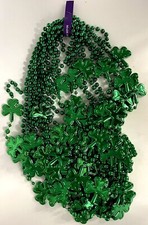 Saint Patrick's Day Green Shamrock Beads 36 In 12 Necklaces Mardi Gras Clover