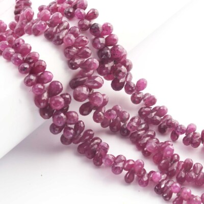 1 Strand Star Ruby Tear Drop Beads ,Faceted Beads Gemstone Pear Drop beads, Jewe