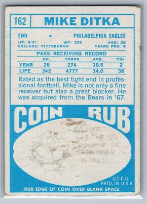 1968 Topps Set Break #162 Mike Ditka - HOF G-VG *TEXCARDS* | eBay