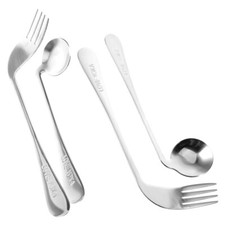 Angled Fork Spoon Adaptive Utensils Set for Parkinson's Patients Left Right 
