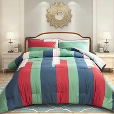 FANOYOL 3 Pieces Comforter Set, Modern Geometric Patchwork 100% Cotton