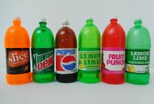 6 x SODA POP BOTTLE  KITCHEN LITTLES barbie doll sized food coke pepsi slice