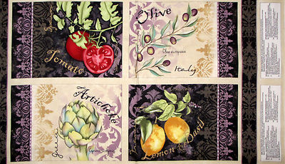 Vegetable Fabric Della Tera Italian Tomato Artichoke Cotton Wilmington 24'' Panel