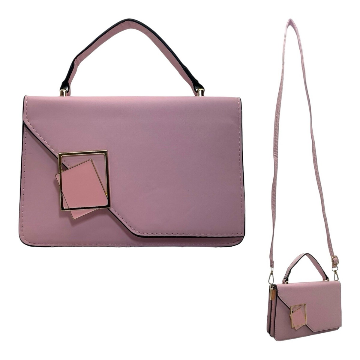 Small Vegan Leather Top Handle Handbag Convertible Crossbody  display picture 2