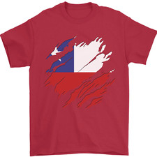 Torn Chile Flag Chilean Day Football Mens T-Shirt 100 Cotton