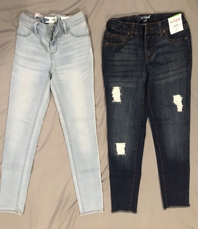 NEW 2 Pair SZ 12 Old Navy Rockstar Jeans W/ Cat & Jack Distressed Lace Jeggings