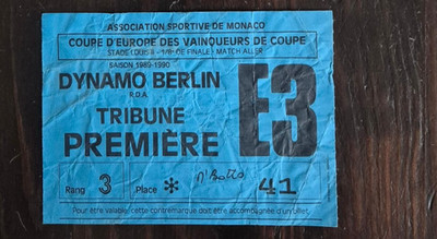 Ticket EC 89/90 AS Monaco v Dynamo Berlin GDR Germany France