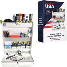 Pit Posse Trailer Door Cabinet Organizer USA Made Senior Work Station (Silver)